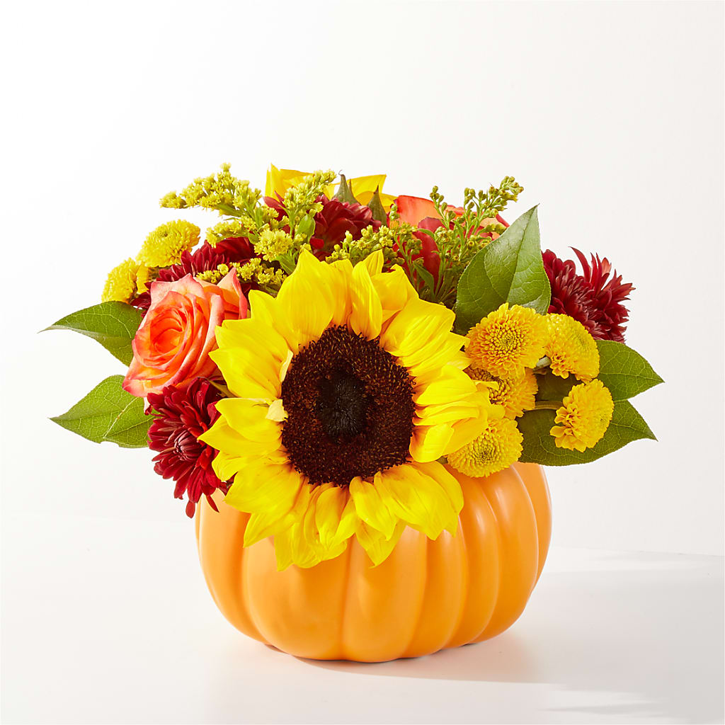 Golden Gourd Pumpkin Bouquet – SIXTO'S FLOWER SHOP, Union City NJ