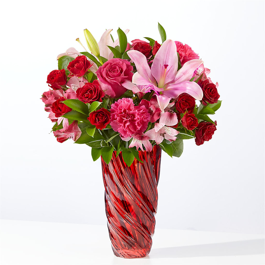 In Love Bouquet with Luxe Swirl Vase – SIXTO'S FLOWER SHOP, Union City NJ