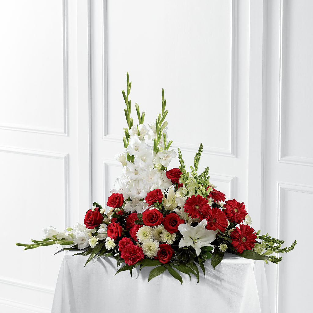 Crimson & White Arrangement – SIXTO'S FLOWER SHOP, Union City NJ