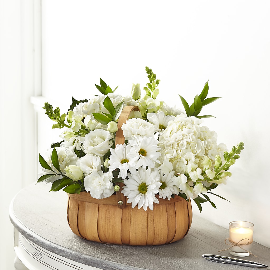 Pure Ivory Basket – SIXTO'S FLOWER SHOP, Union City NJ