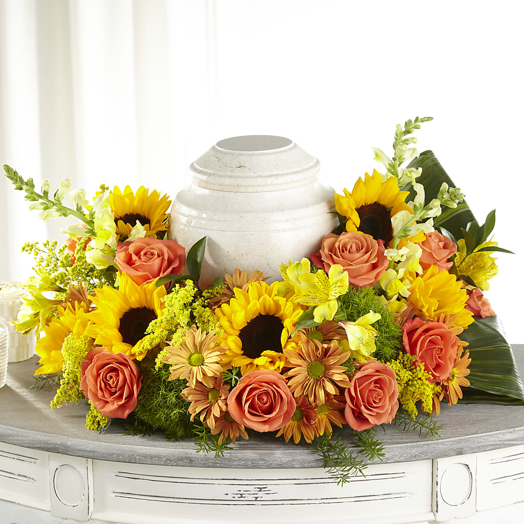 Faithful Sunflower Cremation Adornment – SIXTO'S FLOWER SHOP, Union City NJ