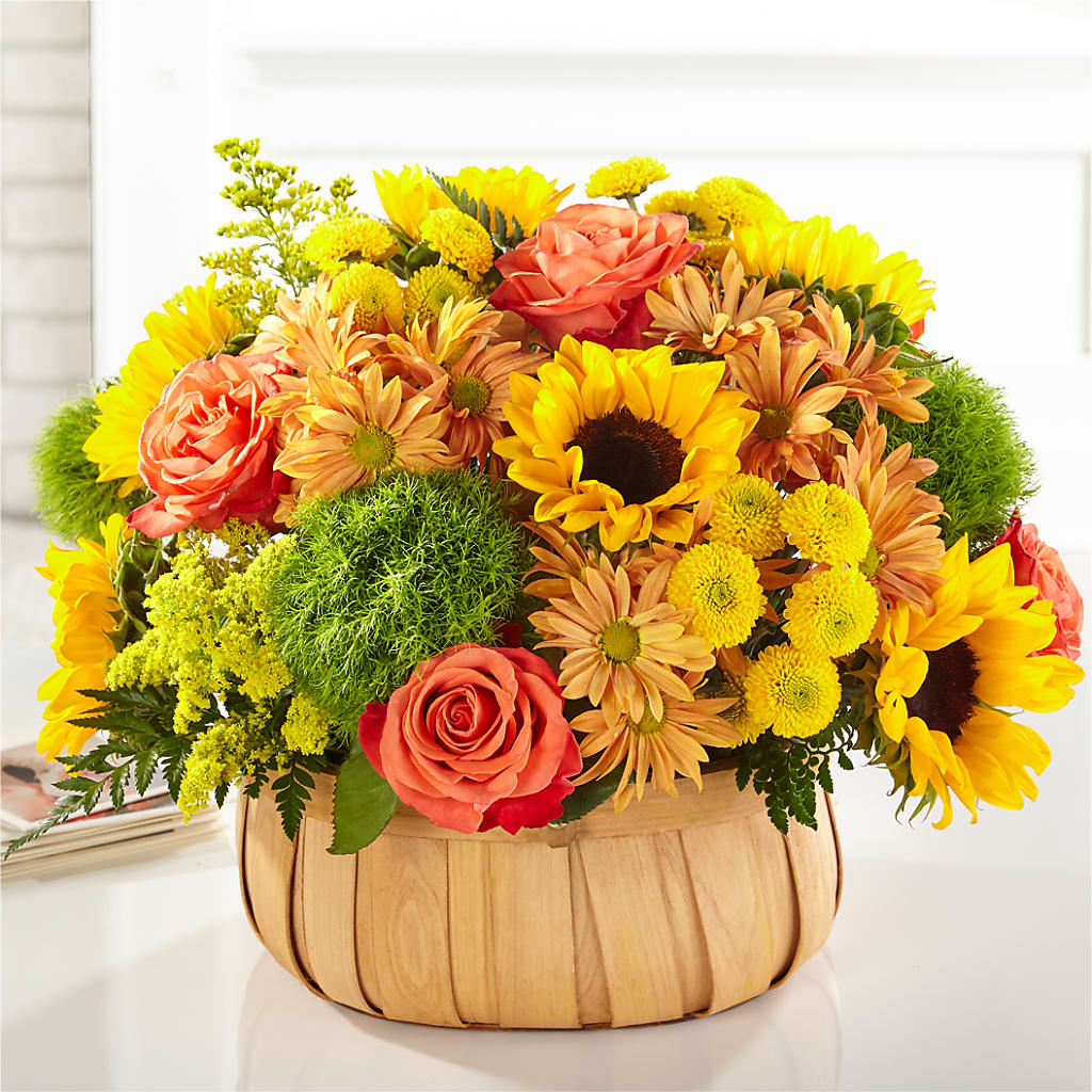 Harvest Sunflower Basket – SIXTO'S FLOWER SHOP, Union City NJ