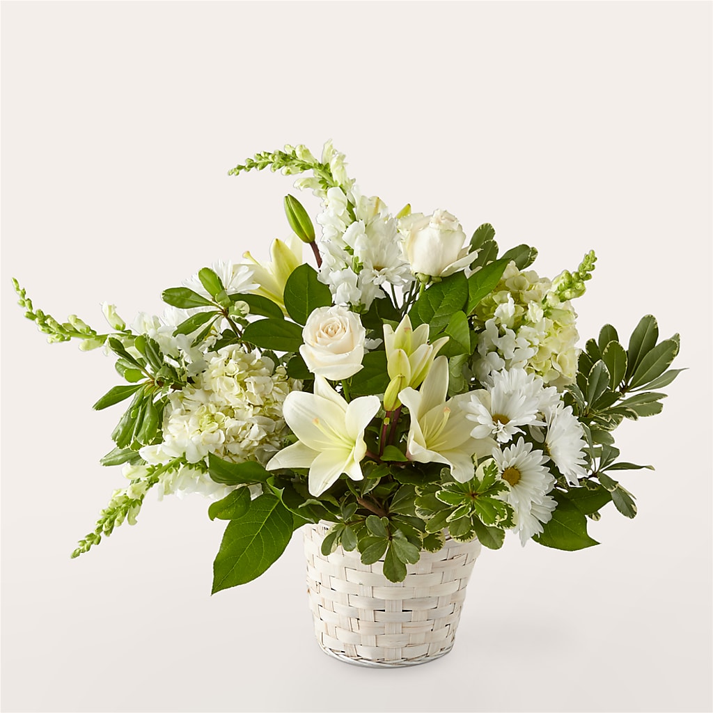 Ivory Elegance Floral Basket – SIXTO'S FLOWER SHOP, Union City NJ