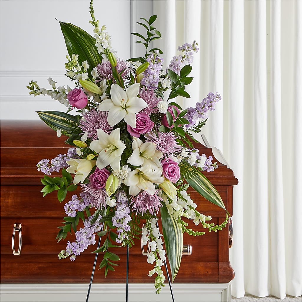 Grateful Hearts Standing Spray – SIXTO'S FLOWER SHOP, Union City NJ