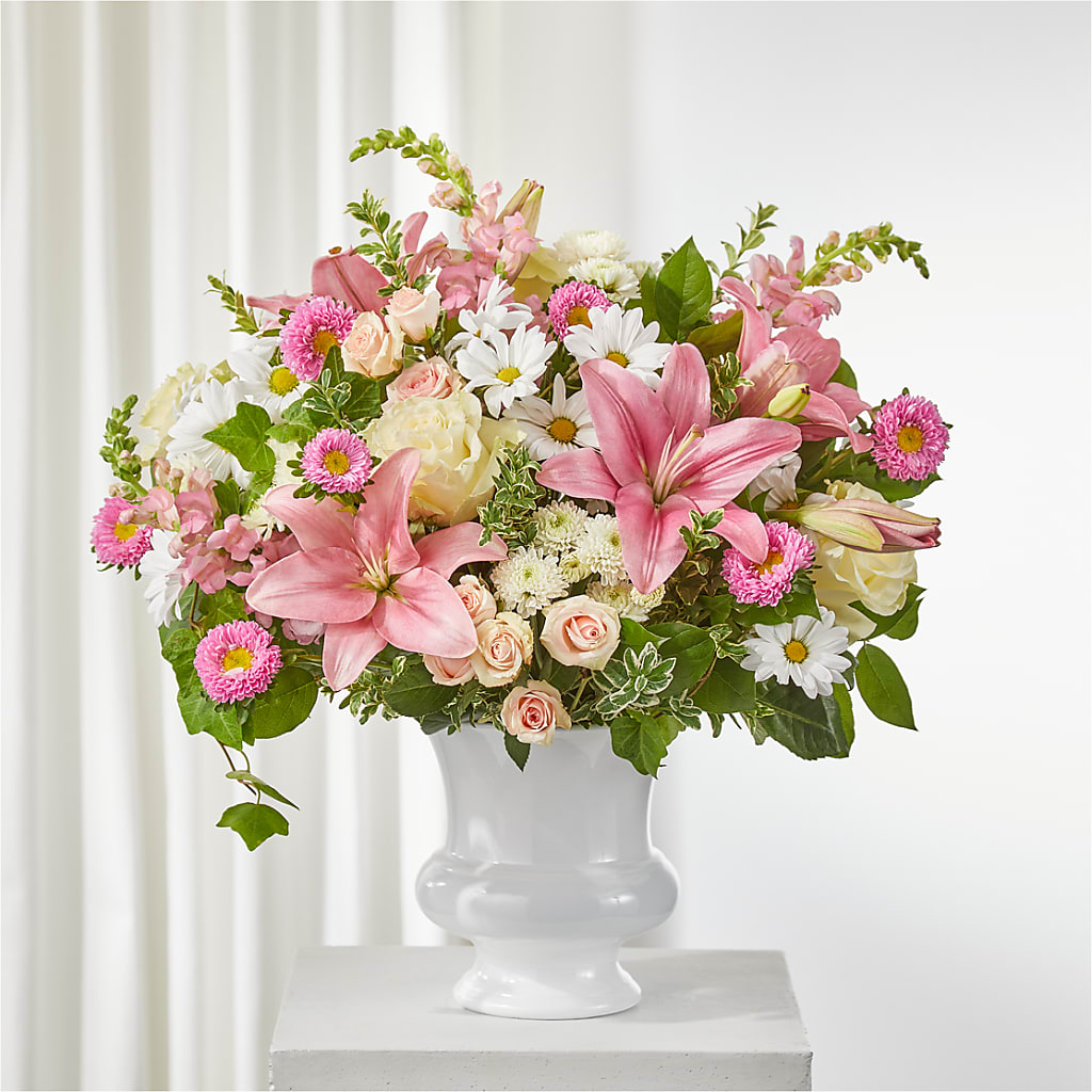 Empathetic Blooms Urn Arrangement – SIXTO'S FLOWER SHOP, Union City NJ