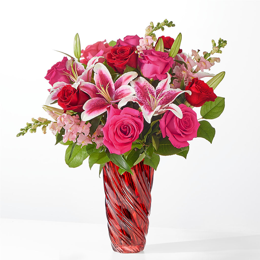 Always You Bouquet with Luxe Swirl Vase – SIXTO'S FLOWER SHOP, Union City NJ