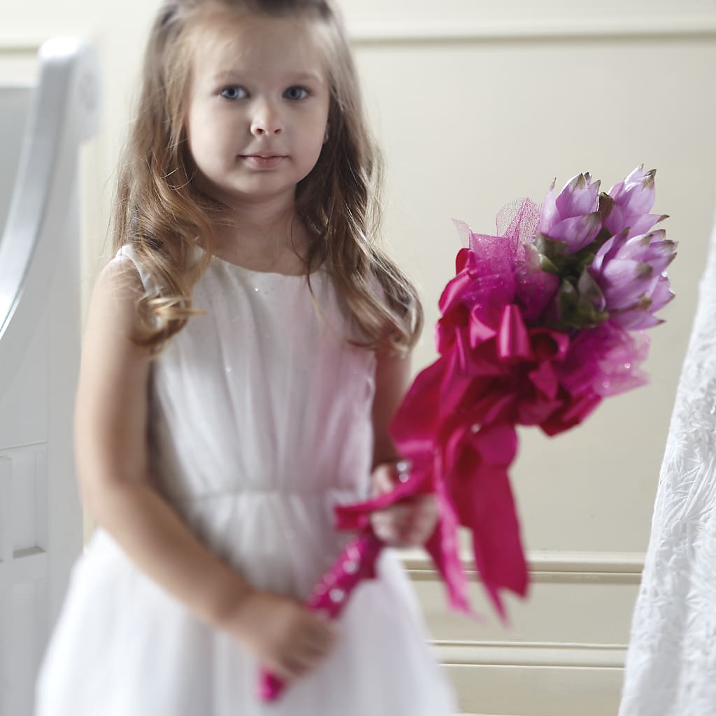 Sparkle Pink Flower Girl Bouquet – SIXTO'S FLOWER SHOP, Union City NJ