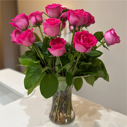 Long Stem Pink Rose Bouquet – SIXTO'S FLOWER SHOP, Union City NJ