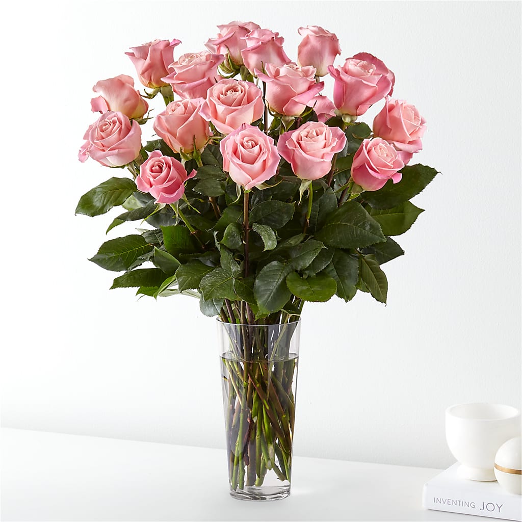 Long Stem Pink Rose Bouquet – SIXTO'S FLOWER SHOP, Union City NJ