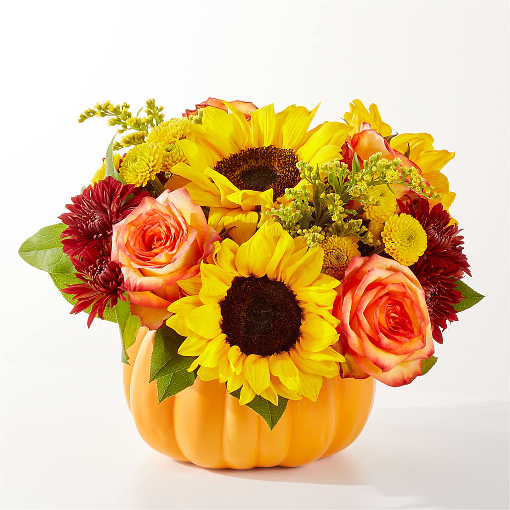Golden Gourd Pumpkin Bouquet – SIXTO'S FLOWER SHOP, Union City NJ