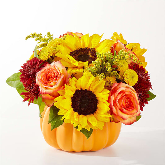 Golden Gourd Pumpkin Bouquet – SIXTO'S FLOWER SHOP, Union City NJ