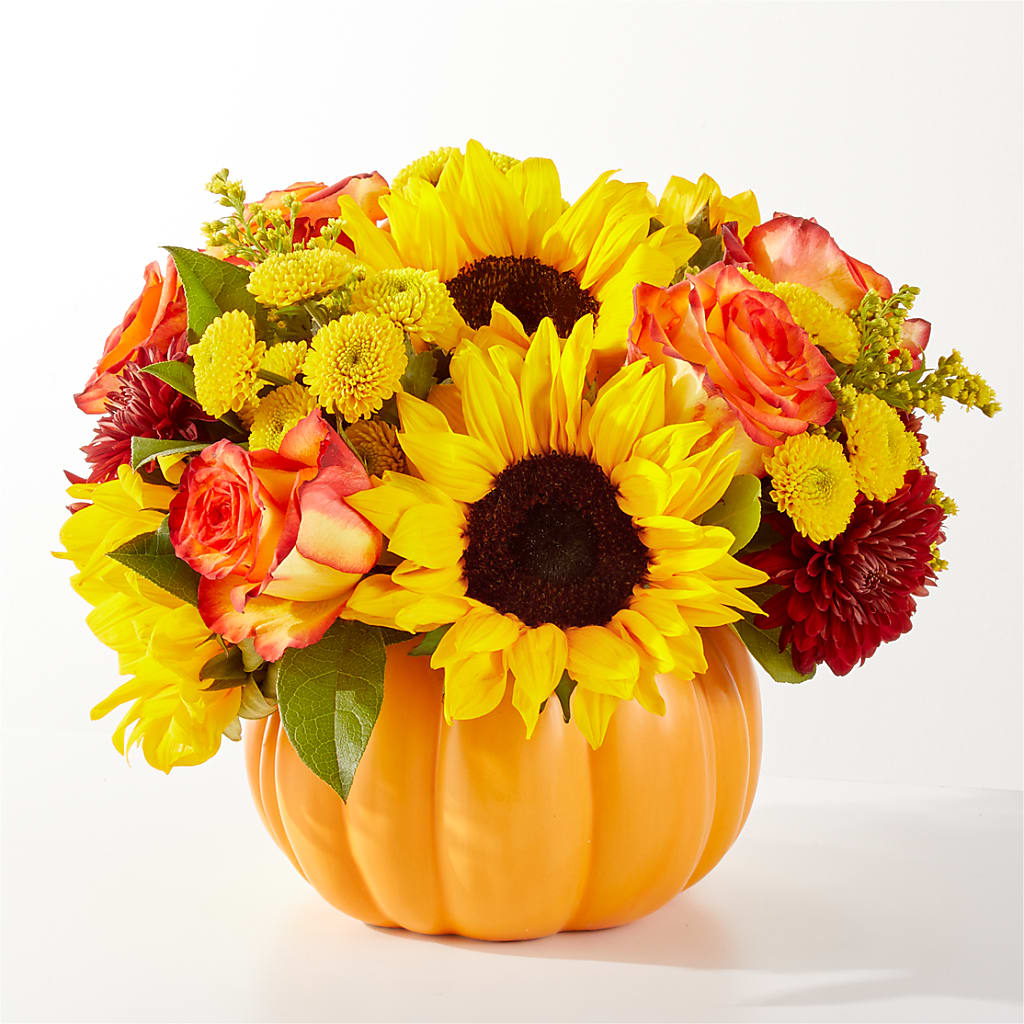 Golden Gourd Pumpkin Bouquet – SIXTO'S FLOWER SHOP, Union City NJ