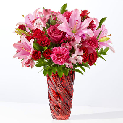 In Love Bouquet with Luxe Swirl Vase – SIXTO'S FLOWER SHOP, Union City NJ