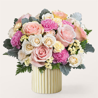 Blissful Moments Bouquet with Ivory Vase – SIXTO'S FLOWER SHOP, Union City NJ