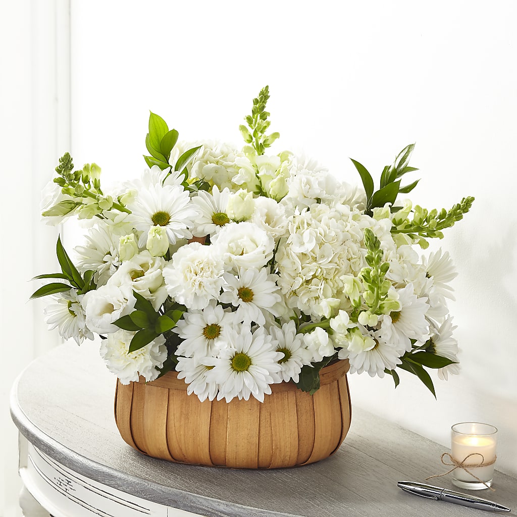 Pure Ivory Basket – SIXTO'S FLOWER SHOP, Union City NJ