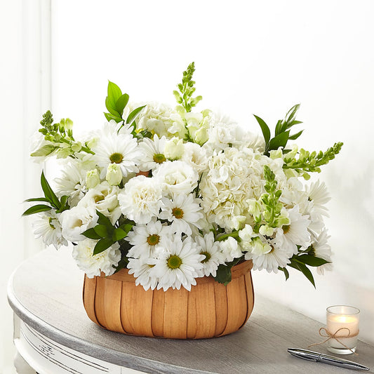 Pure Ivory Basket – SIXTO'S FLOWER SHOP, Union City NJ
