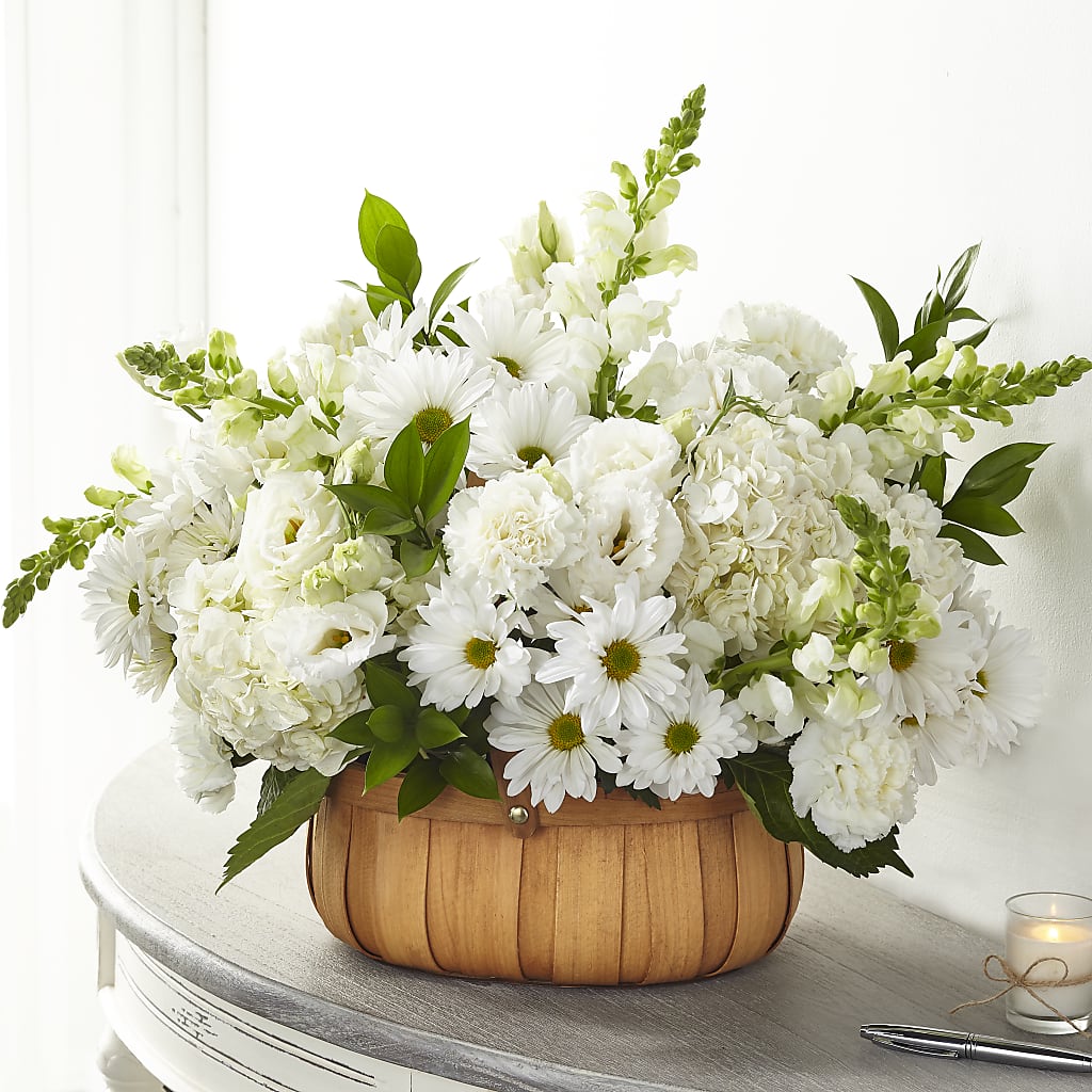 Pure Ivory Basket – SIXTO'S FLOWER SHOP, Union City NJ