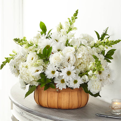 Pure Ivory Basket – SIXTO'S FLOWER SHOP, Union City NJ