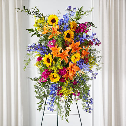 Sunlit Memories Standing Spray (Standard) – SIXTO'S FLOWER SHOP, Union City NJ