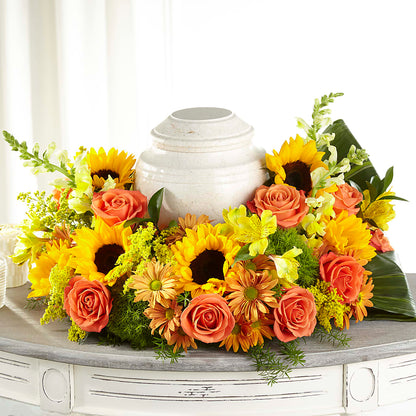 Faithful Sunflower Cremation Adornment – SIXTO'S FLOWER SHOP, Union City NJ