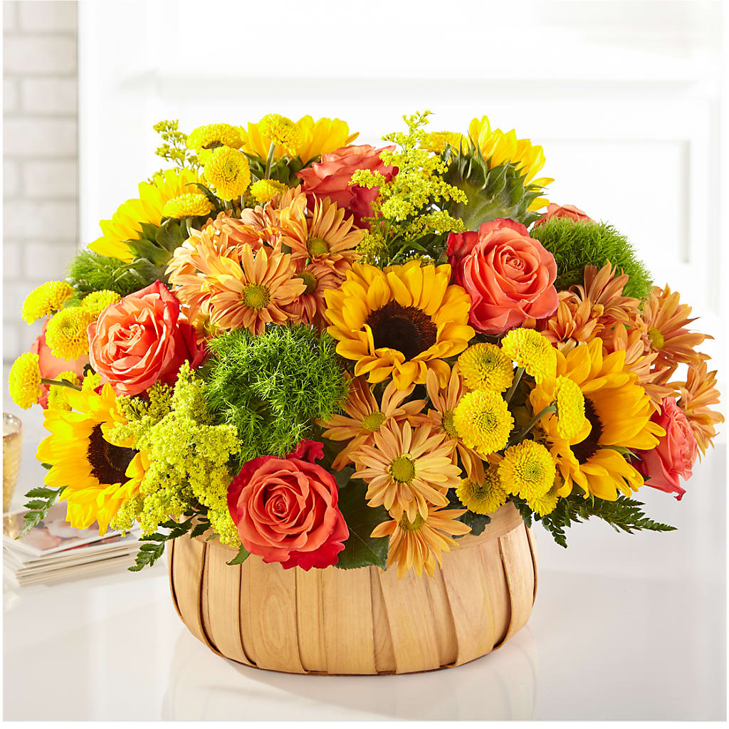 Harvest Sunflower Basket – SIXTO'S FLOWER SHOP, Union City NJ