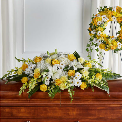 Golden Harmony Casket Spray – SIXTO'S FLOWER SHOP, Union City NJ