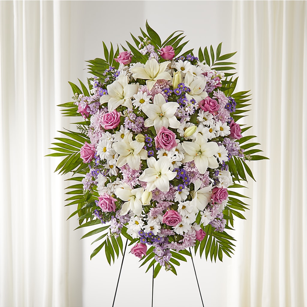 Surrounded by Love Standing Spray – SIXTO'S FLOWER SHOP, Union City NJ