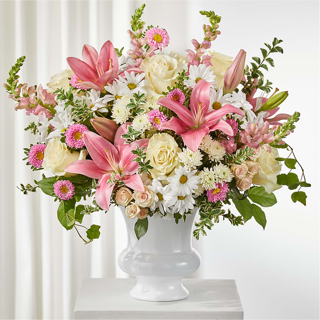 Empathetic Blooms Urn Arrangement – SIXTO'S FLOWER SHOP, Union City NJ