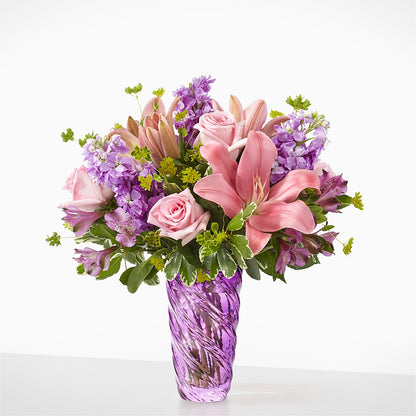 Precious Petals Bouquet with Luxe Swirl Vase – SIXTO'S FLOWER SHOP, Union City NJ