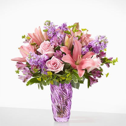Precious Petals Bouquet with Luxe Swirl Vase – SIXTO'S FLOWER SHOP, Union City NJ