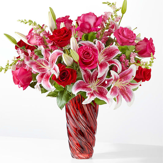Always You Bouquet with Luxe Swirl Vase – SIXTO'S FLOWER SHOP, Union City NJ