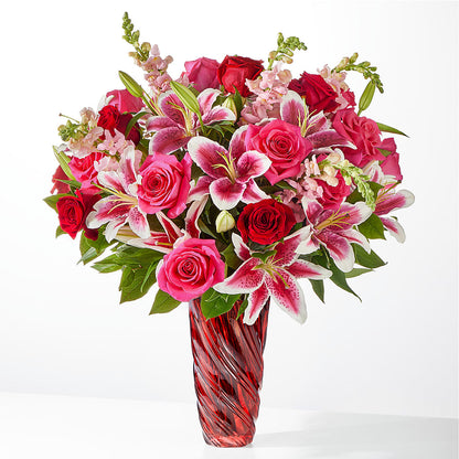Always You Bouquet with Luxe Swirl Vase – SIXTO'S FLOWER SHOP, Union City NJ