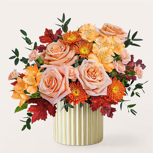Spiced Latte Bouquet with Ivory Vase – SIXTO'S FLOWER SHOP, Union City NJ