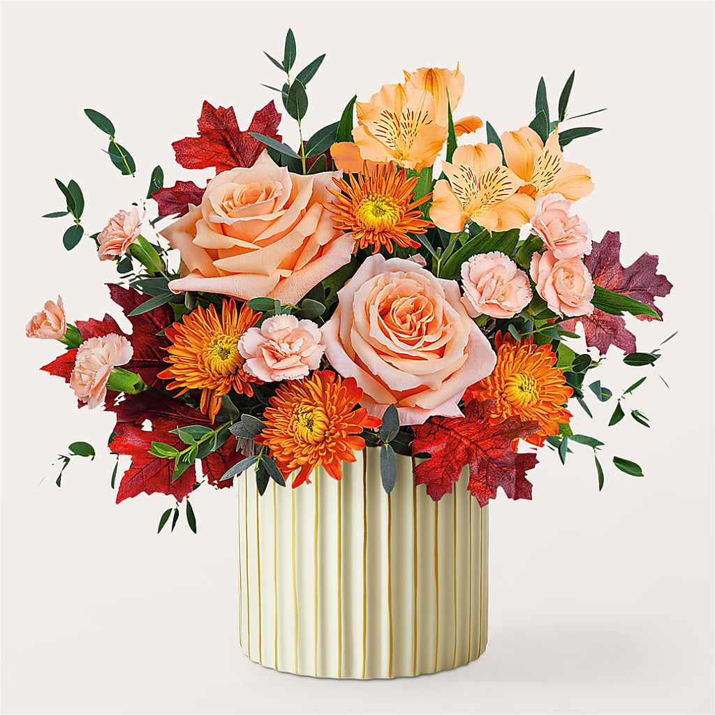 Spiced Latte Bouquet with Ivory Vase – SIXTO'S FLOWER SHOP, Union City NJ