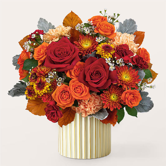 Merlot Bouquet with Ivory Vase – SIXTO'S FLOWER SHOP, Union City NJ