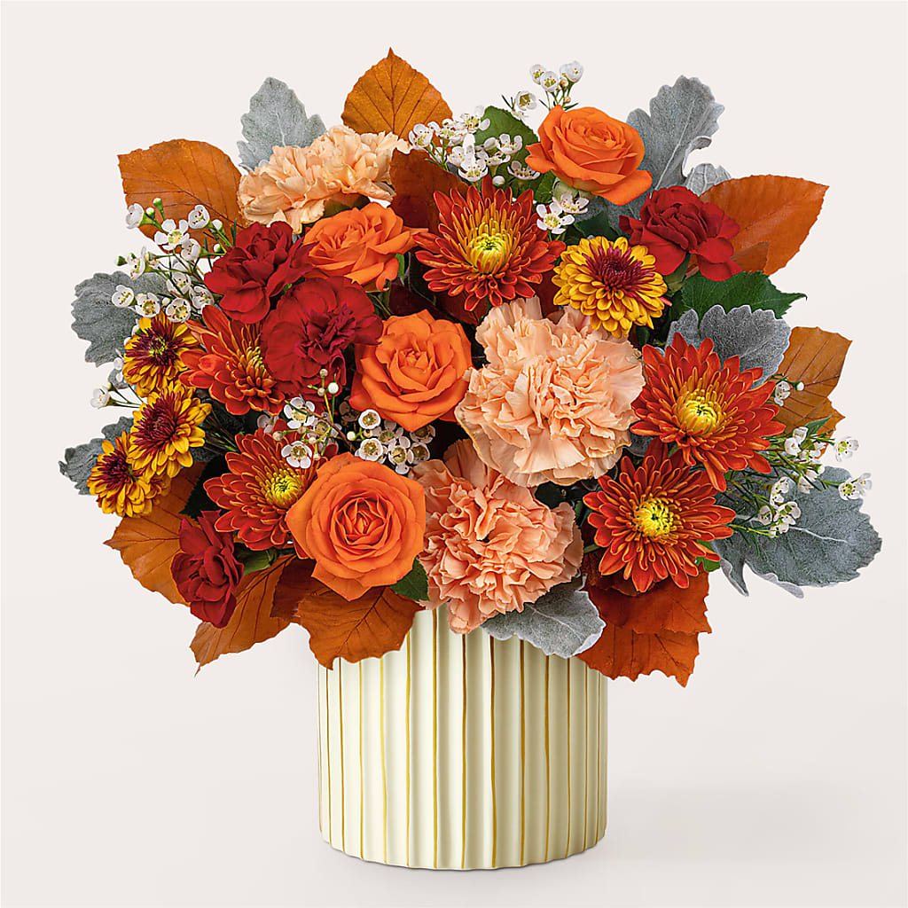 Merlot Bouquet with Ivory Vase – SIXTO'S FLOWER SHOP, Union City NJ