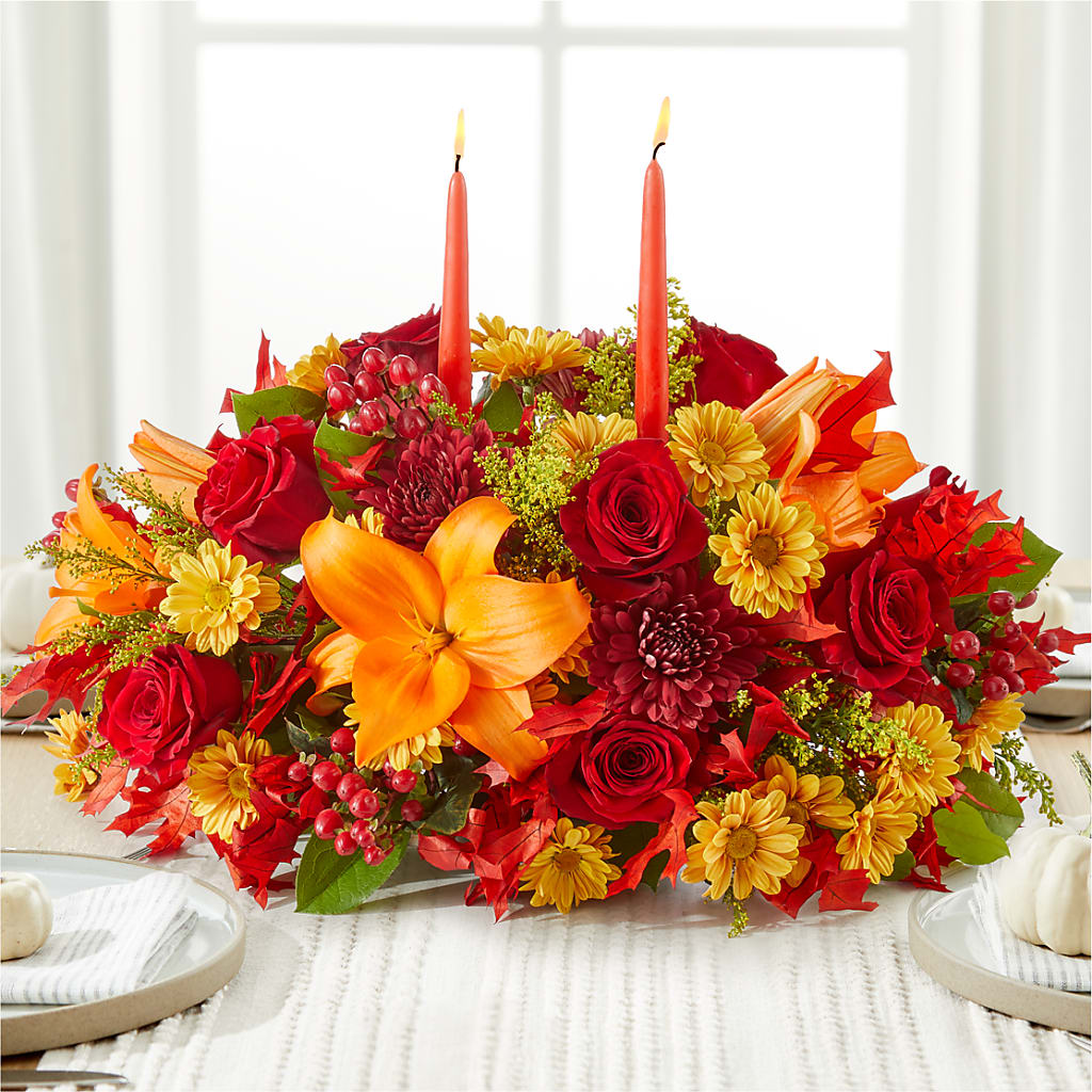Autumn's Embrace Centerpiece – SIXTO'S FLOWER SHOP, Union City NJ