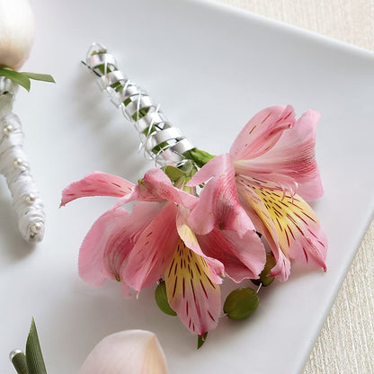 Pink Peruvian Lily Boutonniere – SIXTO'S FLOWER SHOP, Union City NJ
