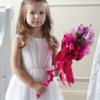 Sparkle Pink Flower Girl Bouquet – SIXTO'S FLOWER SHOP, Union City NJ