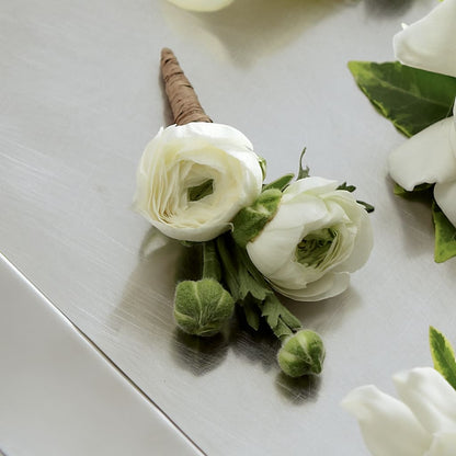White Ranunculus Boutonniere – SIXTO'S FLOWER SHOP, Union City NJ