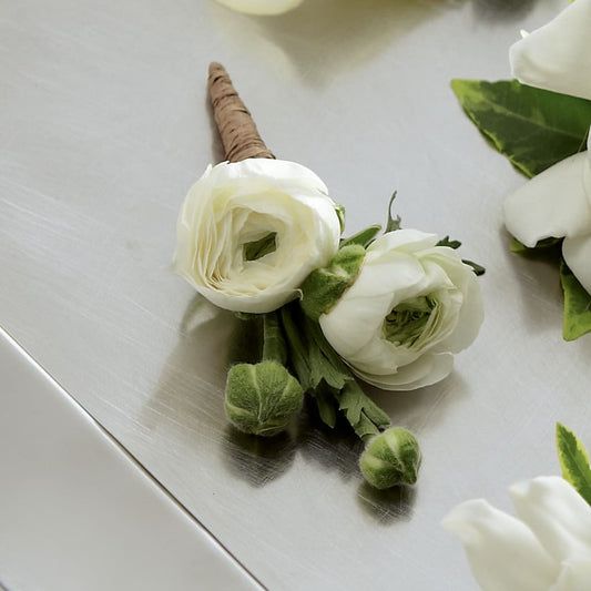 White Ranunculus Boutonniere – SIXTO'S FLOWER SHOP, Union City NJ