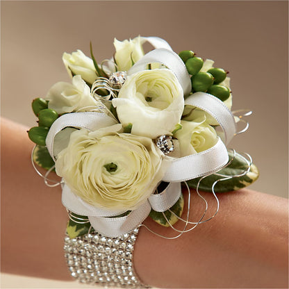 White Wedding Corsage – SIXTO'S FLOWER SHOP, Union City NJ
